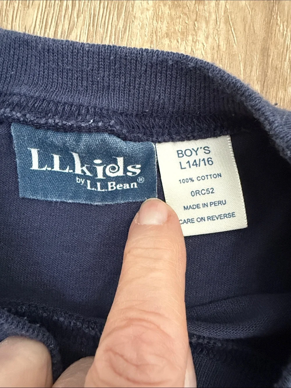 L.L. Bean Navy Long-Sleeve Crewneck with Red & White Stripe